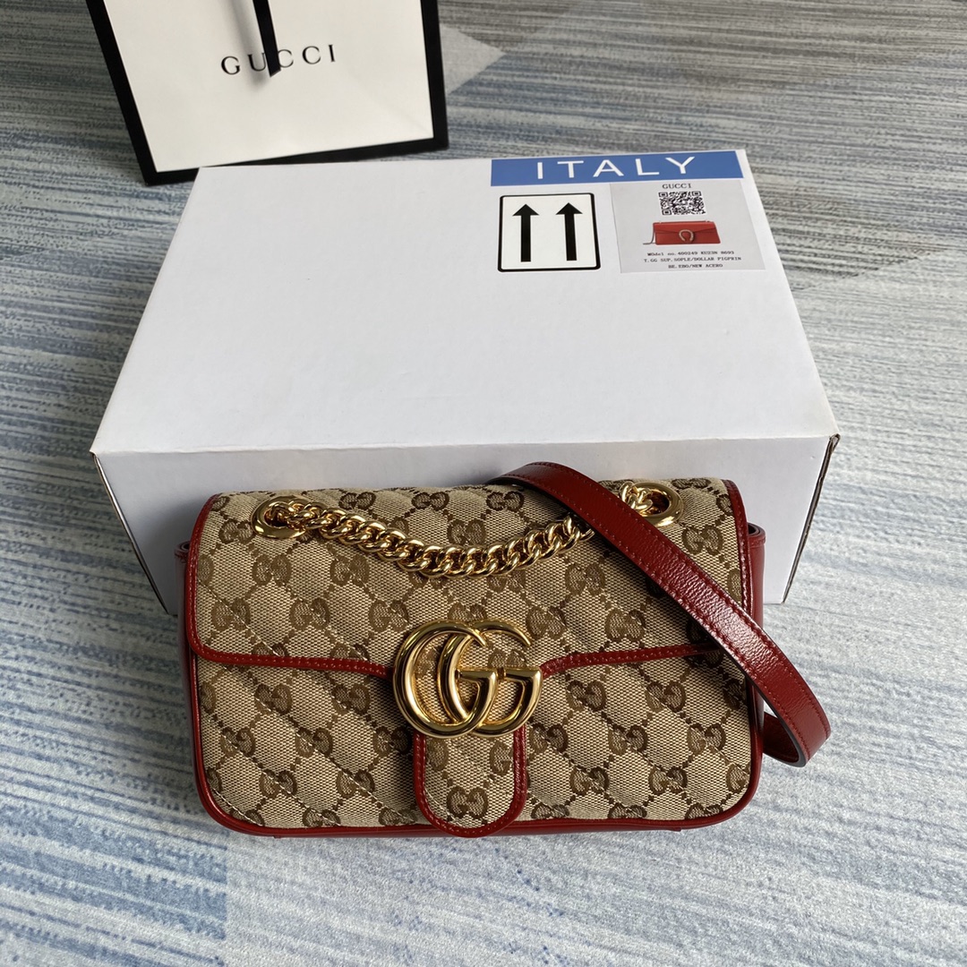 Gucci GG Marmont Matelasse Mini Shoulder Bag 446744 Dark red